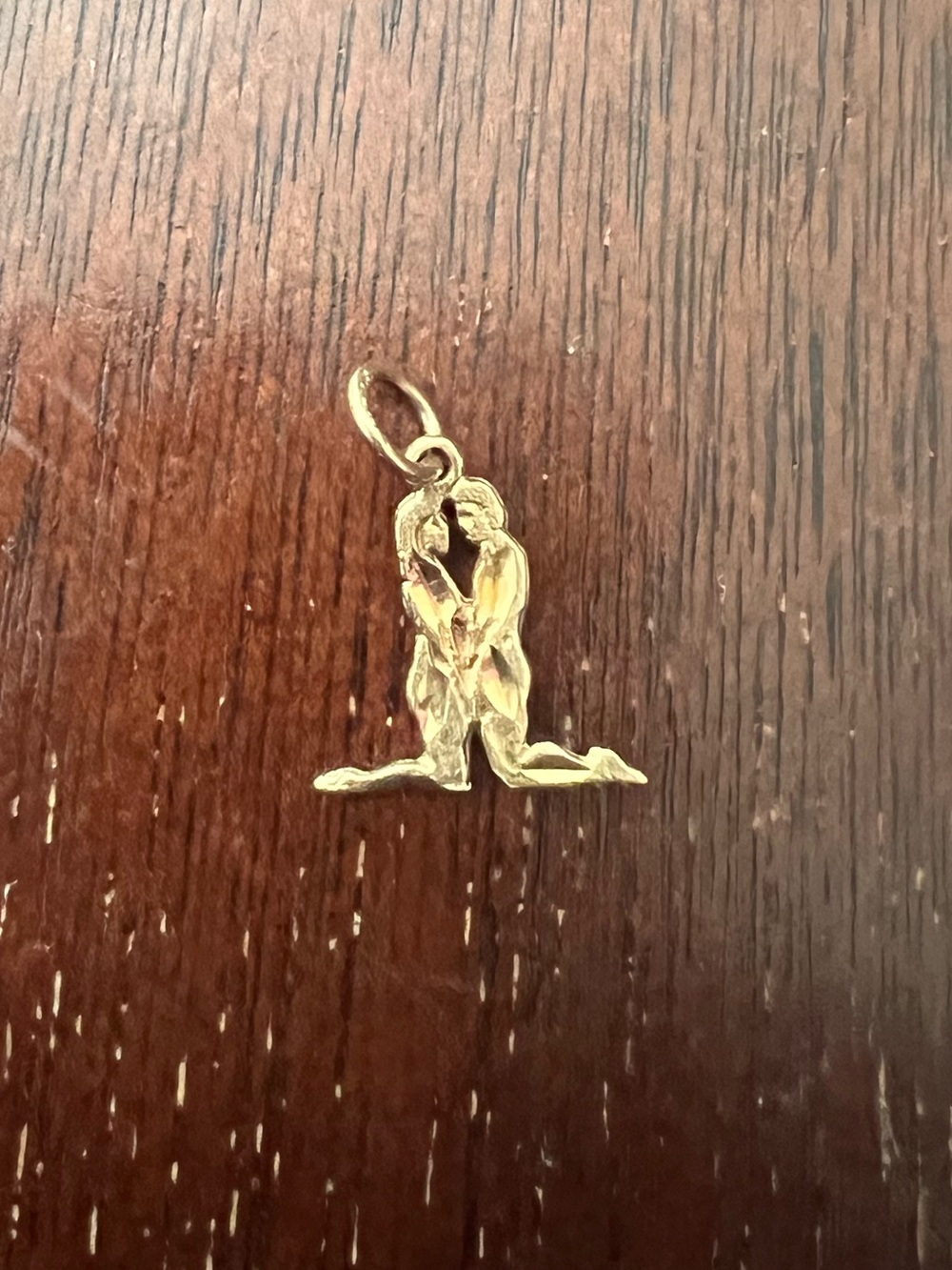 Gold Tone Kneeling Couple Pendant